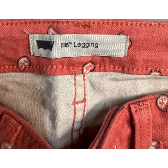 Levis 535 Legging Skinny Jeans Red Peach Print Womens Cotton Blend - Picture 4 of 13